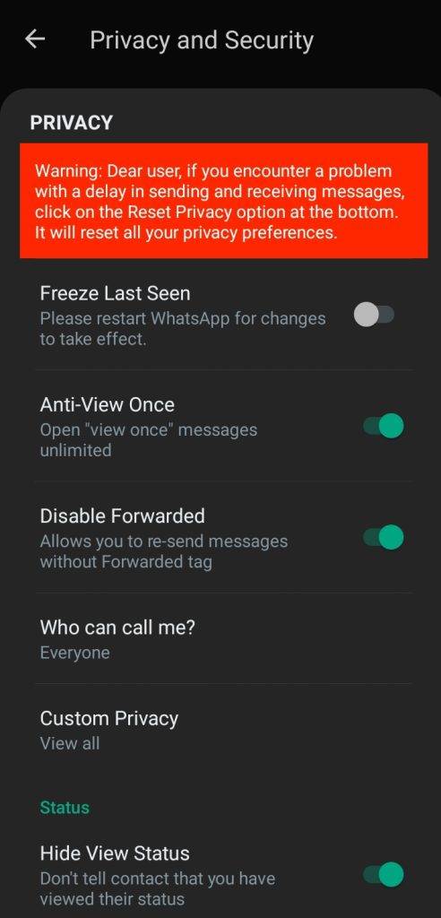 Chat features in WhatsApp gold for android