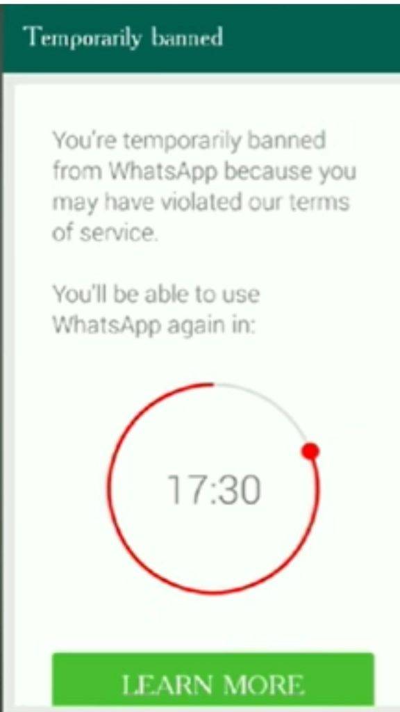 temporary banned whatsapp