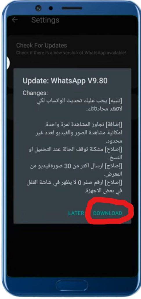 last step of golden whatsapp update
