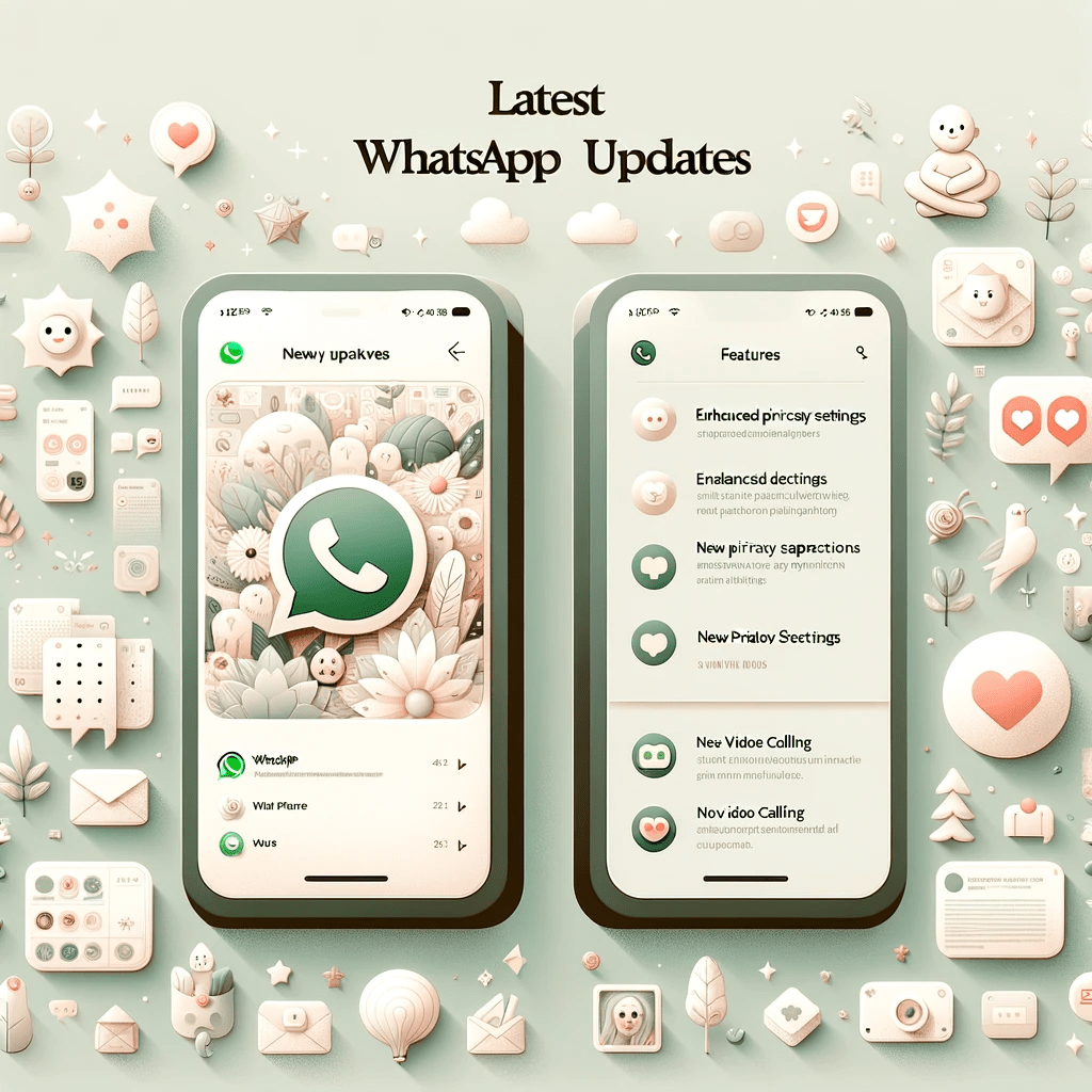  This image is created to illustrate the latest WhatsApp updates in a light and minimalistic style
