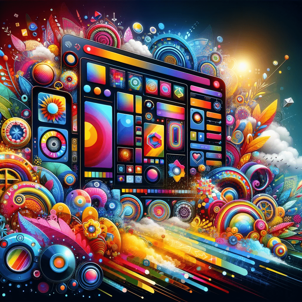 A vibrant and colorful digital artwork showcasing the concept of customization options in arabic whatsapp gold mod apk. The image should feature bright and diverse user interface themes and personalization elements, with a focus on vivid color schemes and less darkness. Include visuals of various customizable features such as colorful layout options, theme designs, and personalized settings displayed on a digital screen or interface. These elements should be portrayed in a lively, bright, and engaging manner, emphasizing the joyful and creative aspect of technology customization, symbolizing user choice and individual expression in a digital, colorful world.