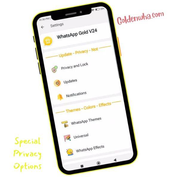 speicial privacy options in whatsapp gold plus