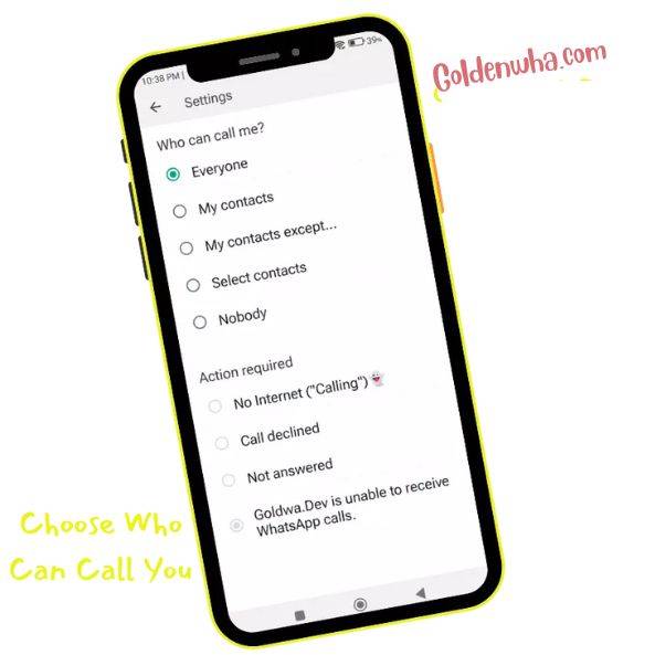 choose your caller feature in whatsapp gold