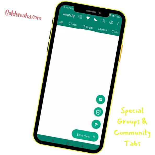 special groups and community tabs feature in whatsapp gold plus